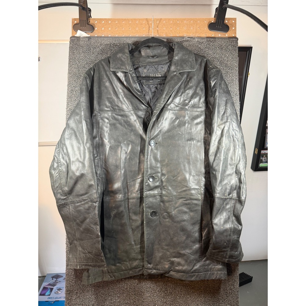 Wilsons Leather Car Coat Mens M Black Pelle Studio Quilted Lining 324147-101124